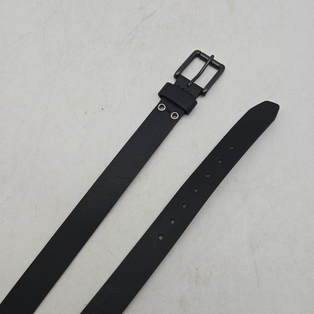 Structure Belt Black Leather Mens 30-32 Nickel Black  Buckle NWOT